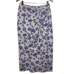 St John Sport Wool Blend Floral Wrap Skirt NEW